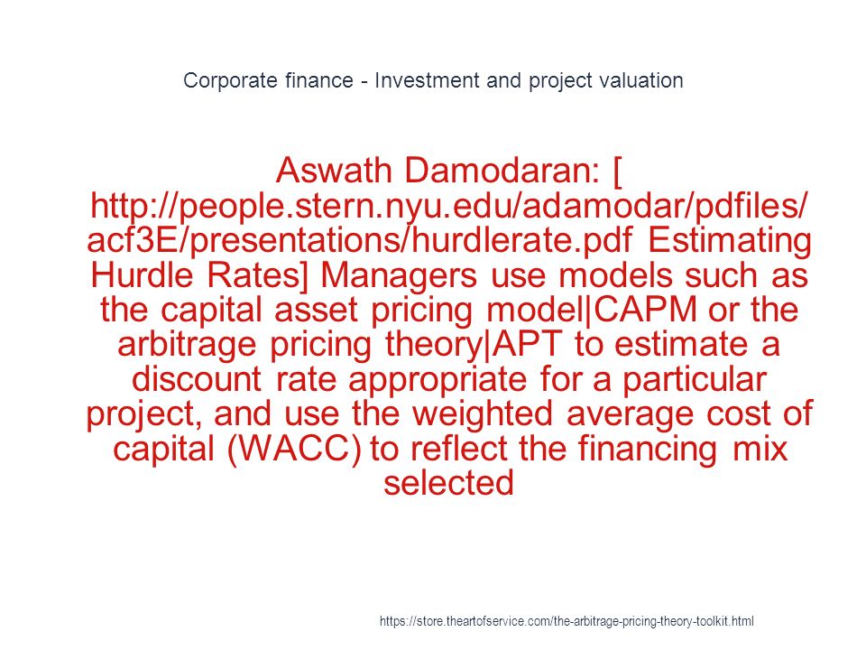 Corporate finance - Investment and project valuation