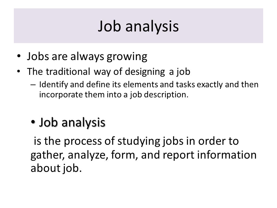 Job analysis Job analysis