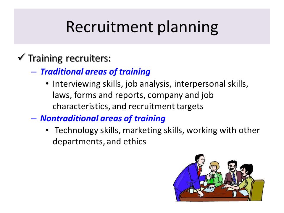 Recruitment planning Training recruiters: