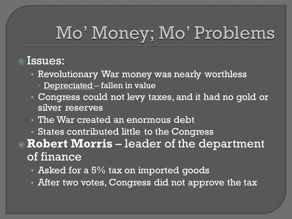 Mo’ Money; Mo’ Problems