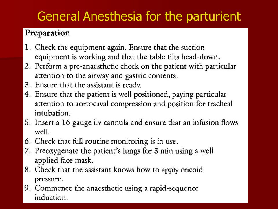 General Anesthesia for the parturient