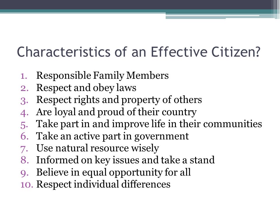 Characteristics of an Effective Citizen