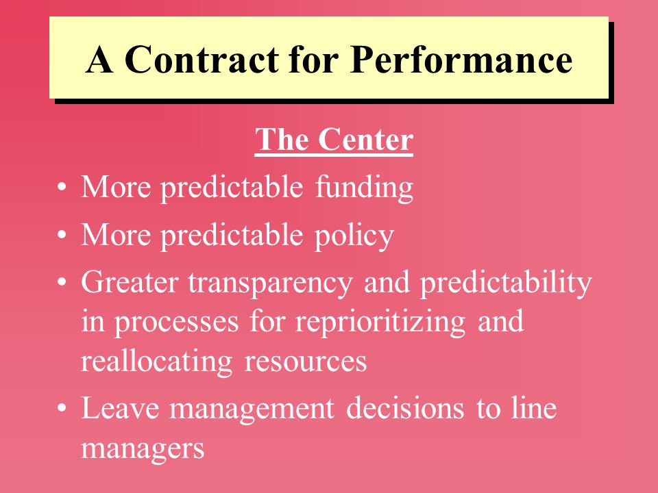 A Contract for Performance