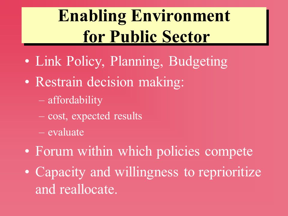Enabling Environment for Public Sector