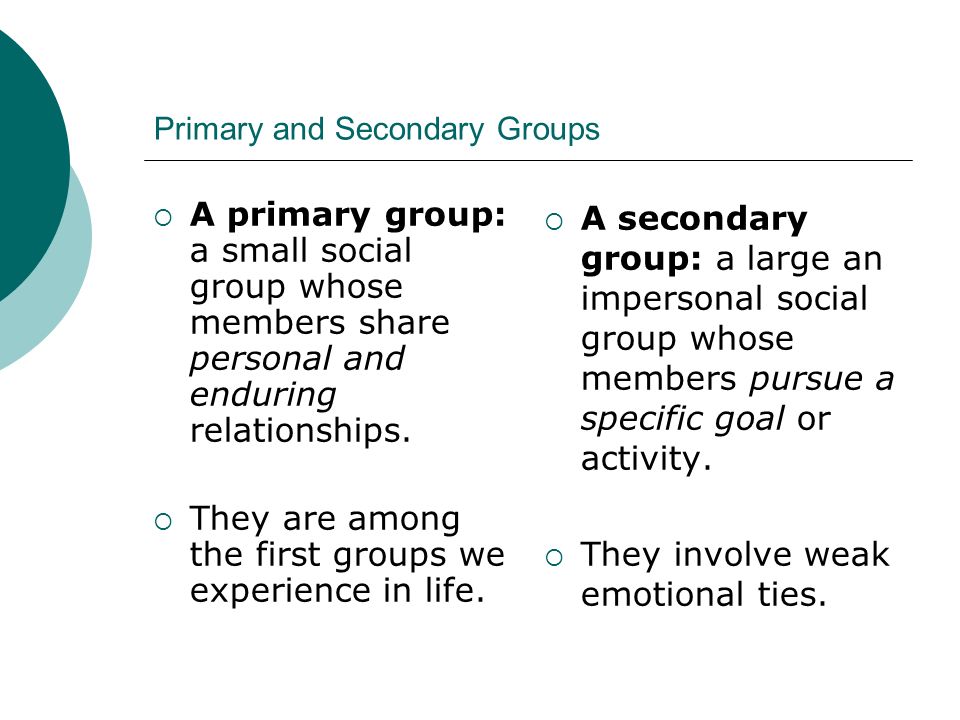 primary and secondary groups in society