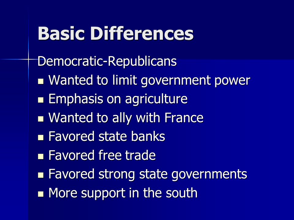 Basic Differences Democratic-Republicans