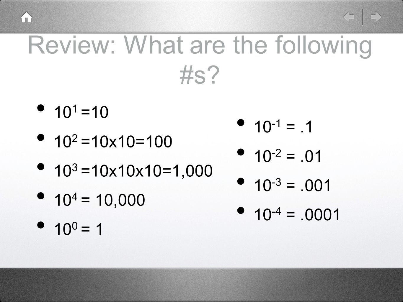Review: What are the following #s