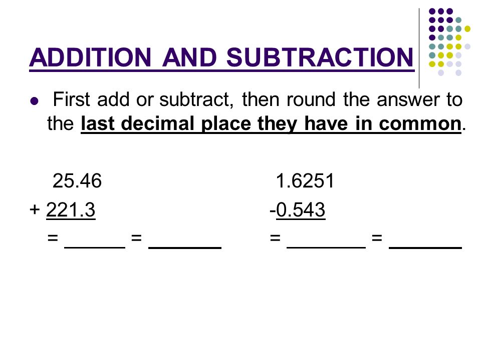 ADDITION AND SUBTRACTION