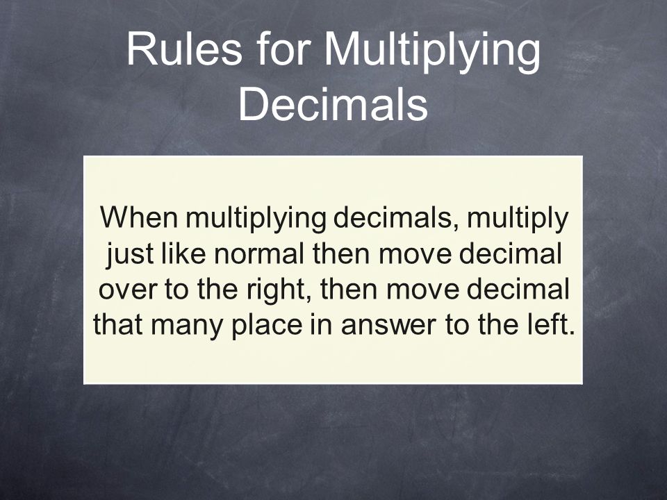Rules for Multiplying Decimals