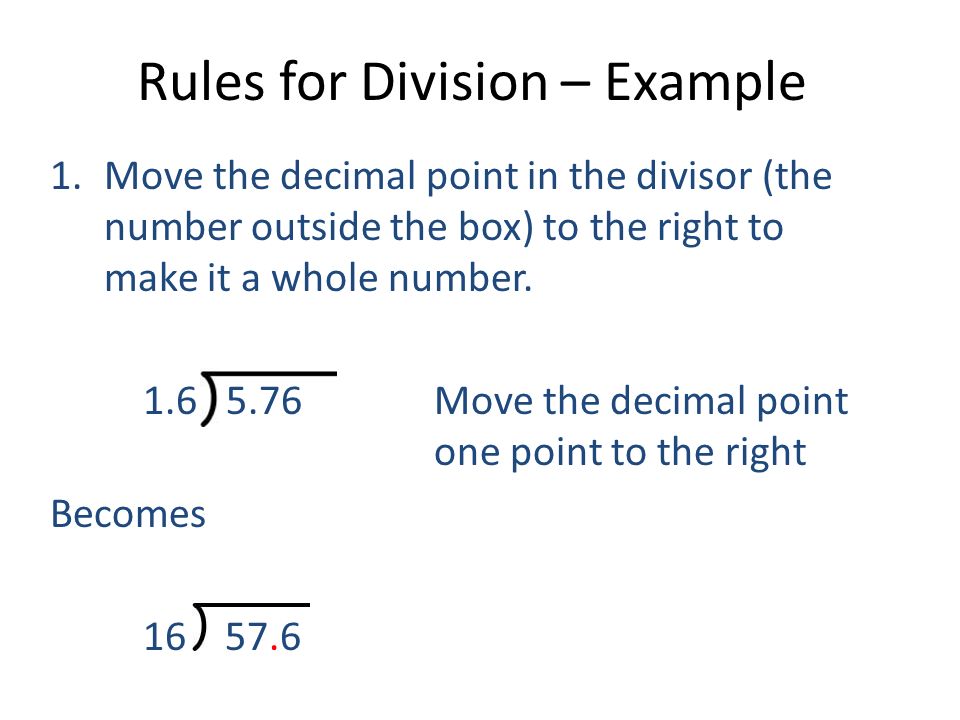 Rules for Division – Example