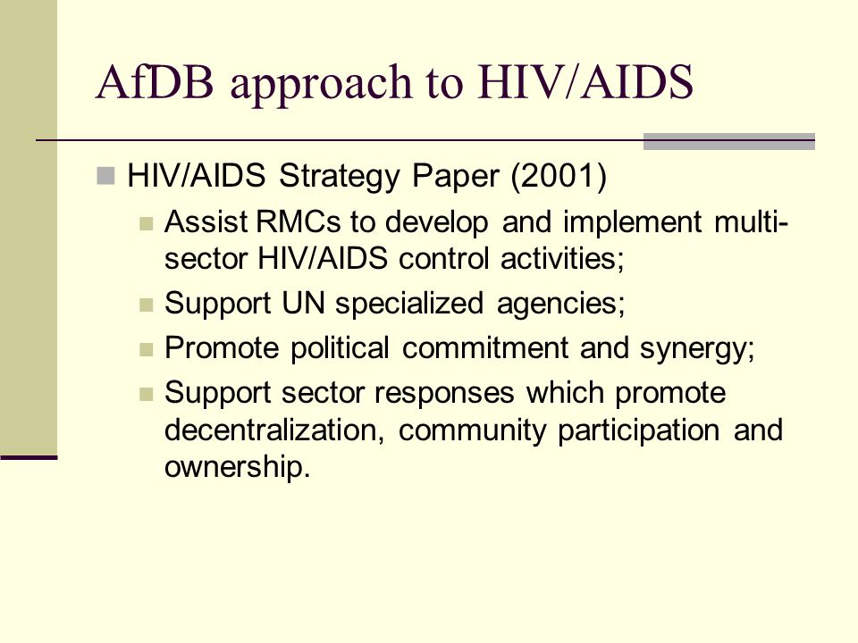 AfDB approach to HIV/AIDS