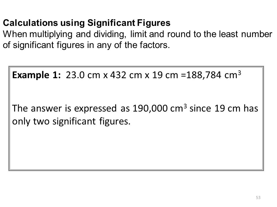Calculations using Significant Figures
