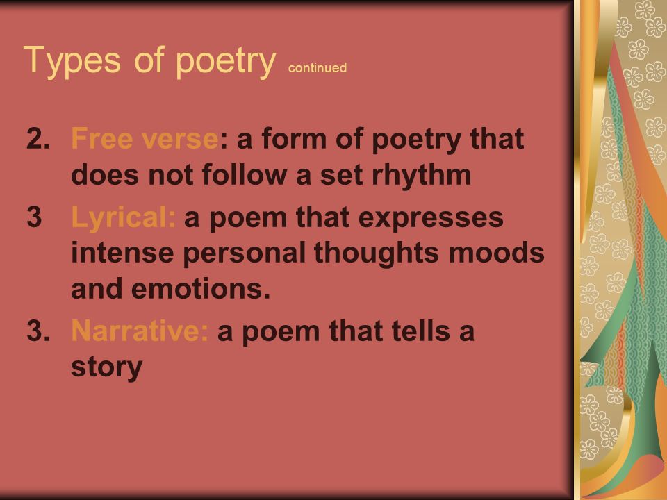 Types of poetry continued