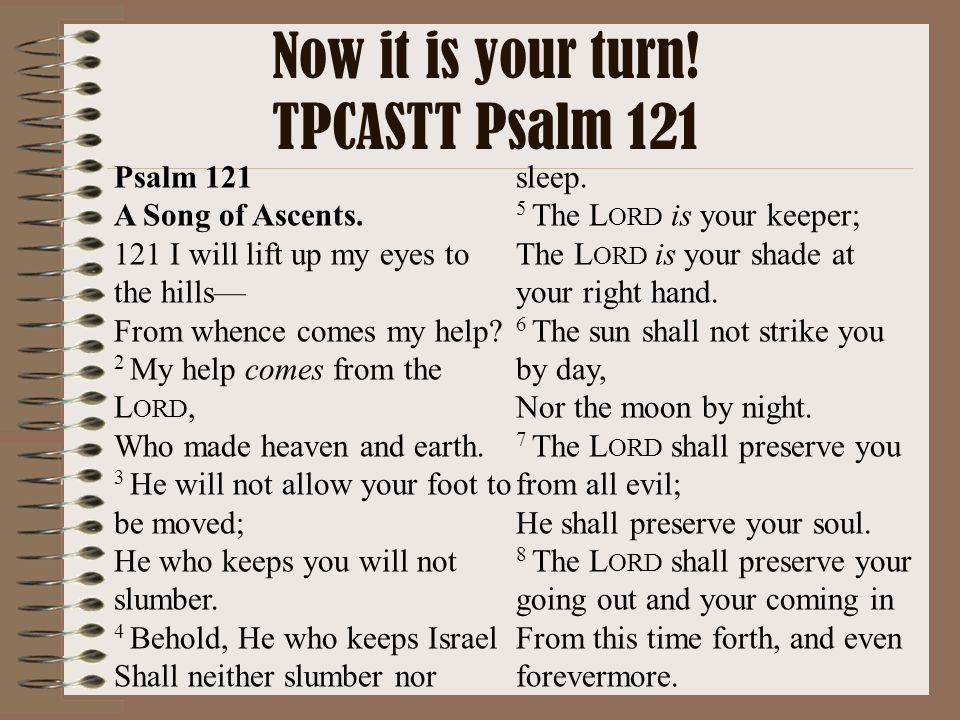 Now it is your turn! TPCASTT Psalm 121