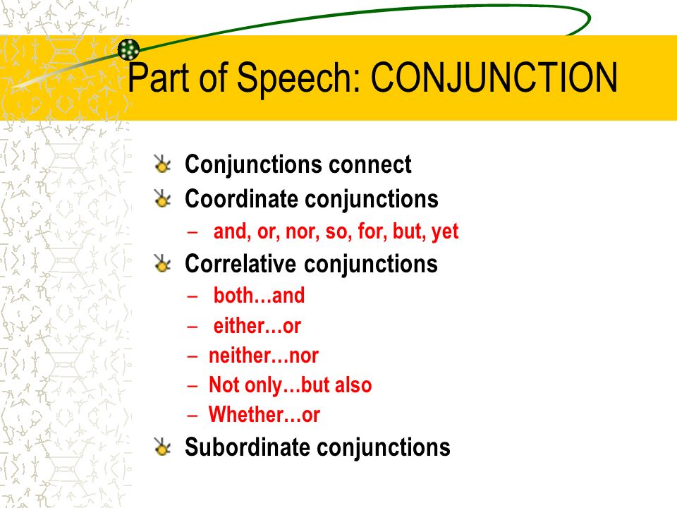 Part of Speech: CONJUNCTION