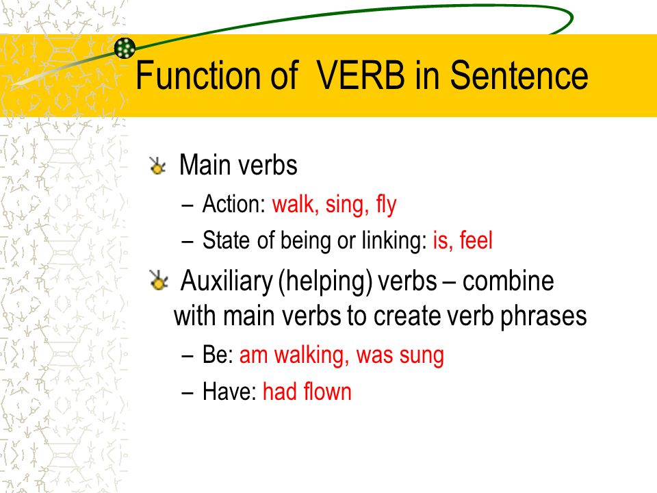 Function of VERB in Sentence