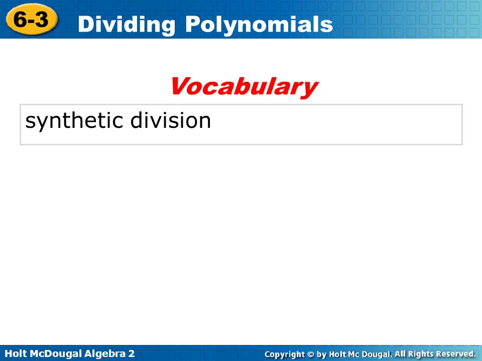 Vocabulary synthetic division