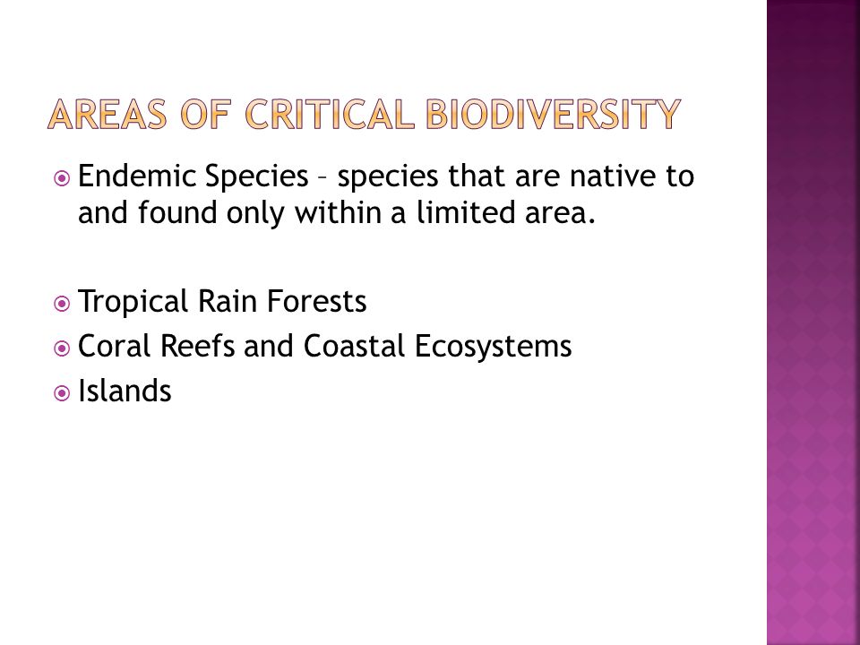 Areas of critical Biodiversity