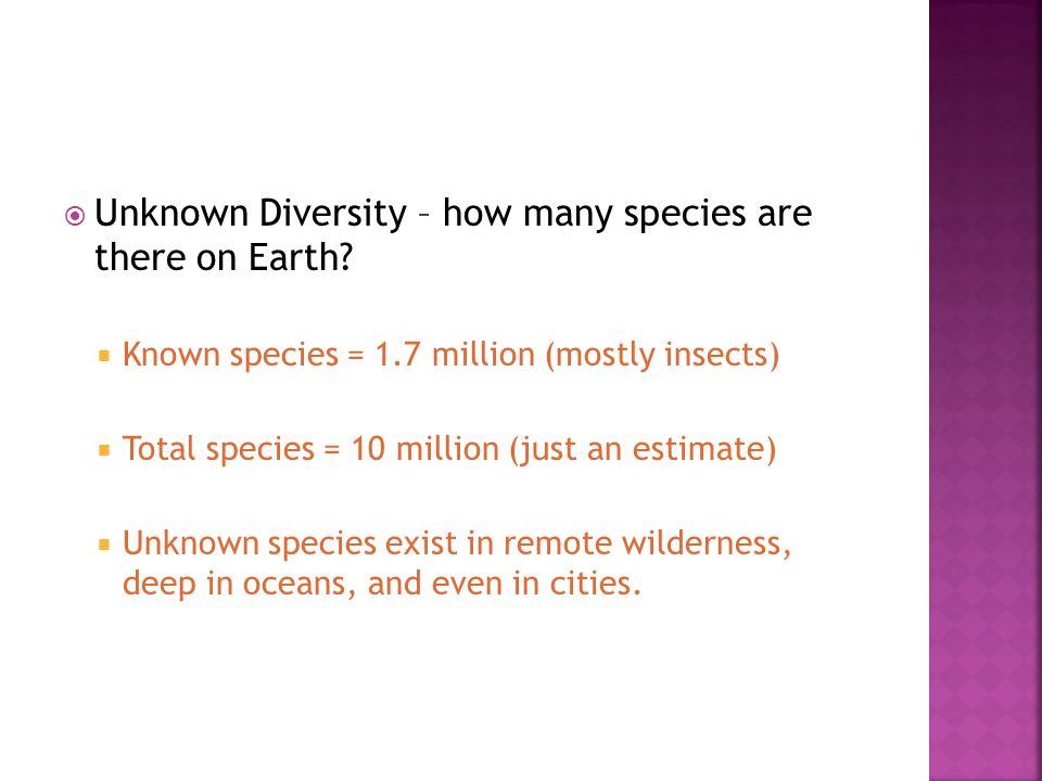 Unknown Diversity – how many species are there on Earth