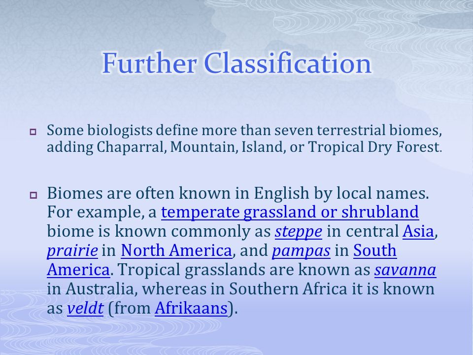Further Classification