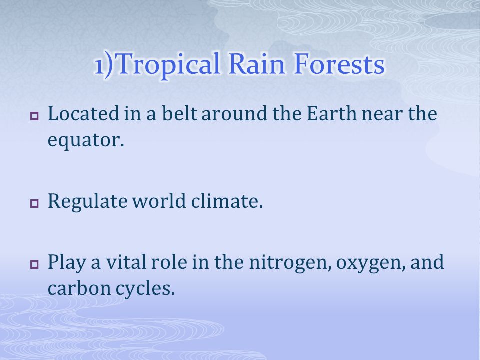 1)Tropical Rain Forests
