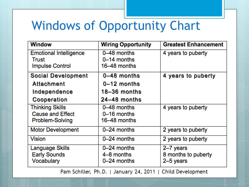 Windows Of Opportunity In Brain Development Chart