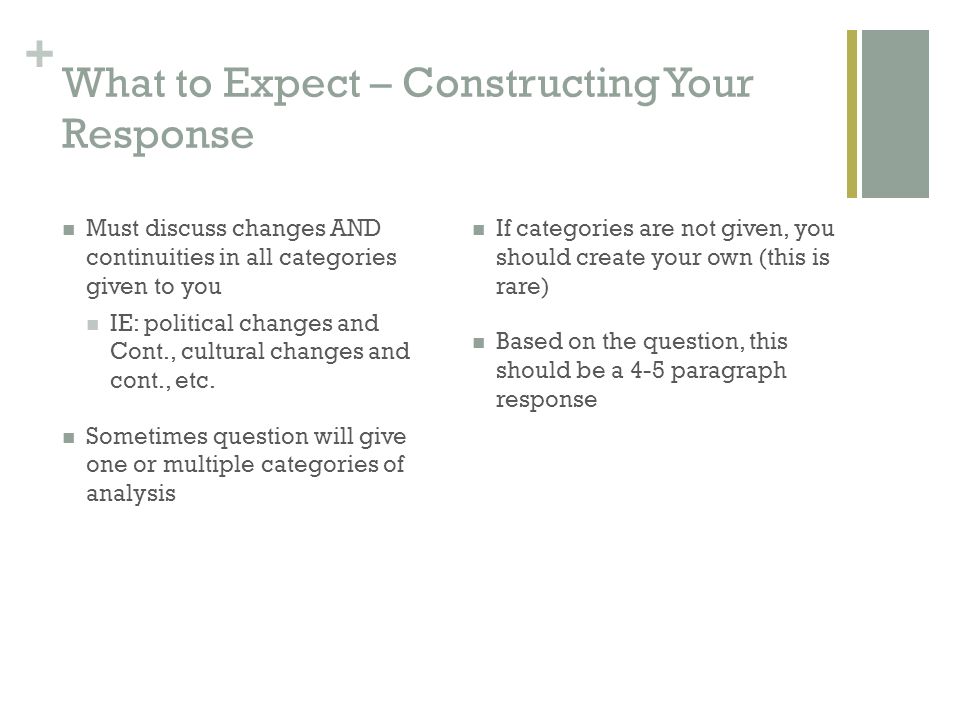 What to Expect – Constructing Your Response