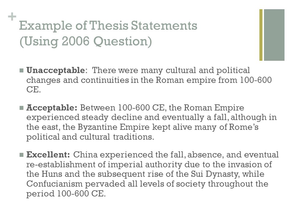 Example of Thesis Statements (Using 2006 Question)