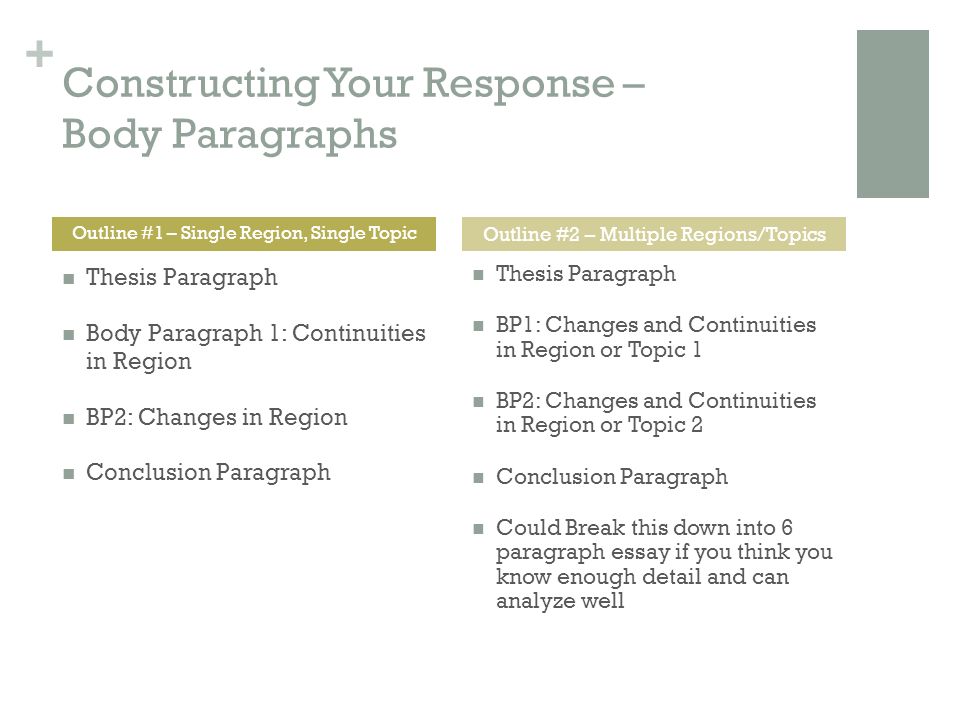Constructing Your Response – Body Paragraphs