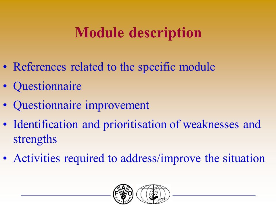 Module description References related to the specific module