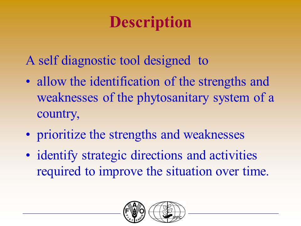 Description A self diagnostic tool designed to