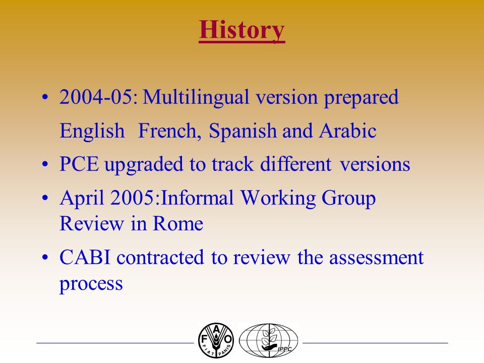 History : Multilingual version prepared