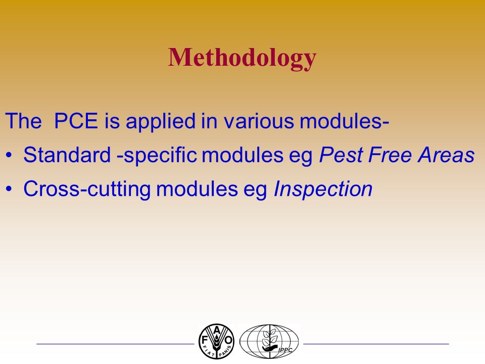 Methodology The PCE is applied in various modules-