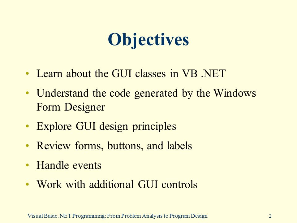 Visual Basic .NET Programming: From Problem Analysis to Program Design