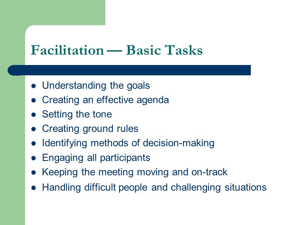 Facilitation — Basic Tasks