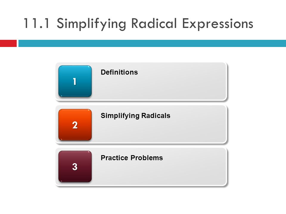 11.1 Simplifying Radical Expressions