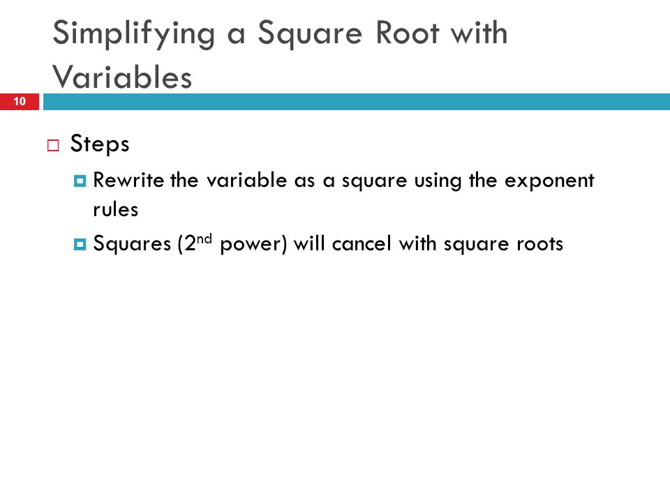 Simplifying a Square Root with Variables
