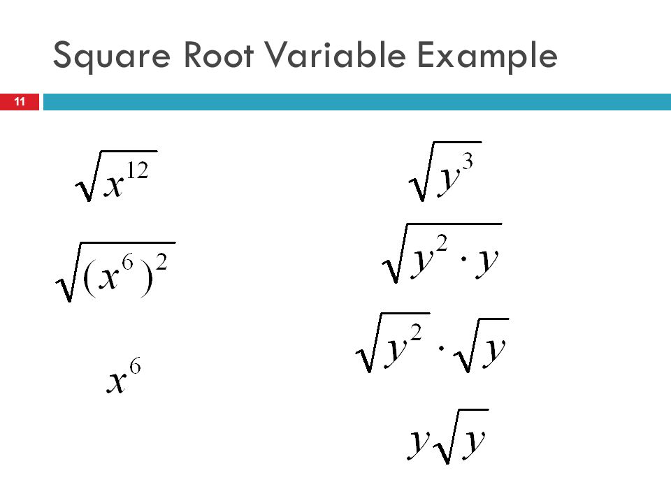 Square Root Variable Example