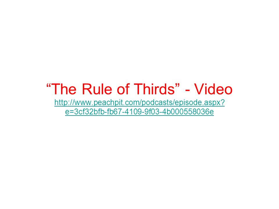 The Rule of Thirds - Video