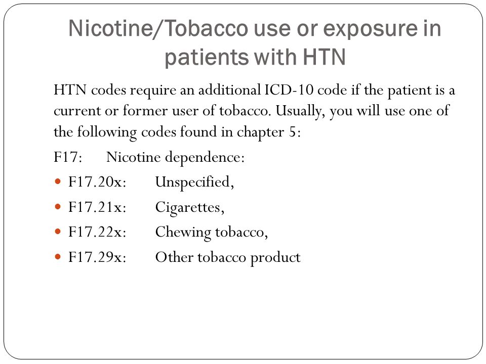 Nicotine/Tobacco use or exposure in patients with HTN