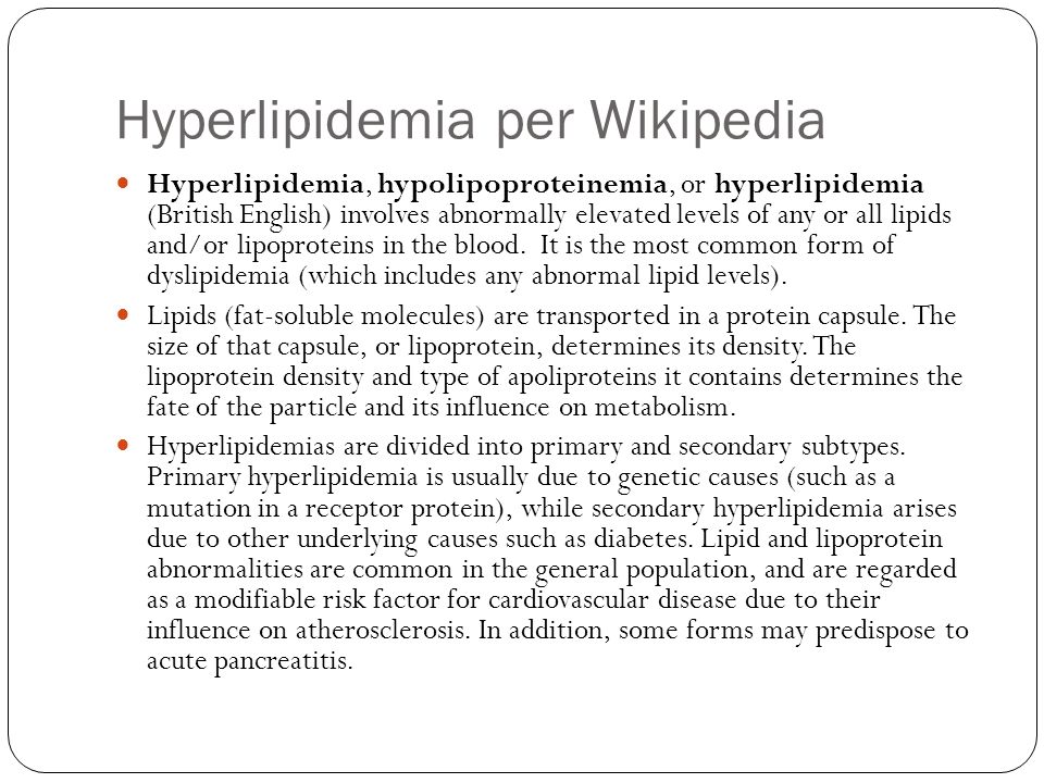 Hyperlipidemia per Wikipedia