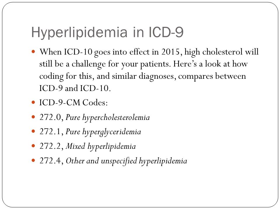 Hyperlipidemia in ICD-9