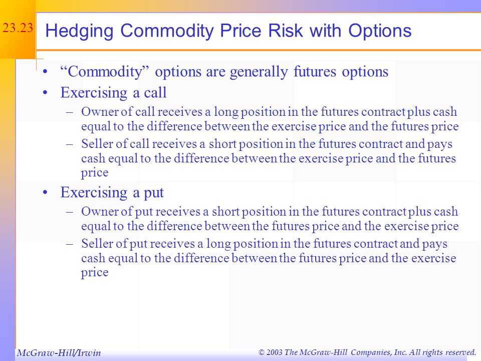 Hedging Commodity Price Risk with Options