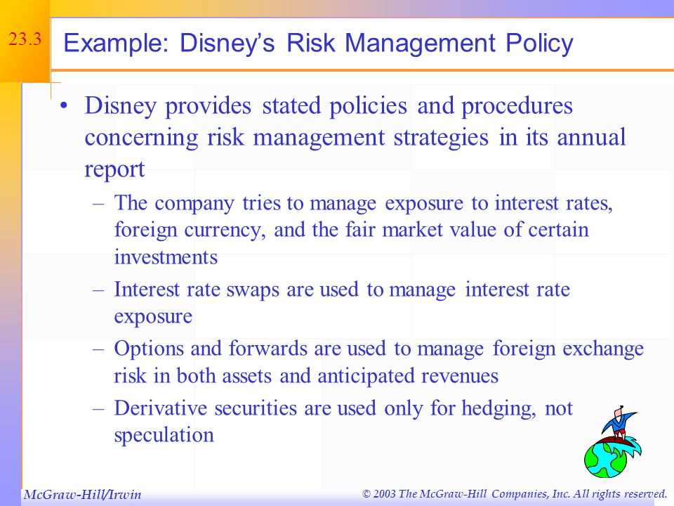 Example: Disney’s Risk Management Policy