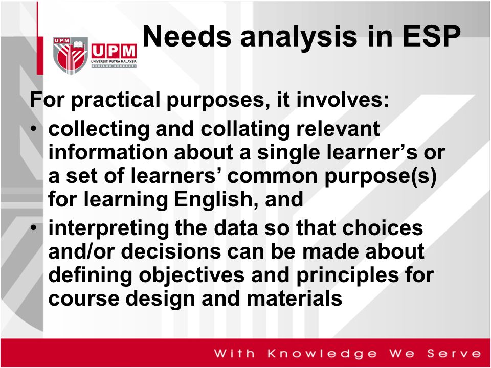 definition of need analysis in esp