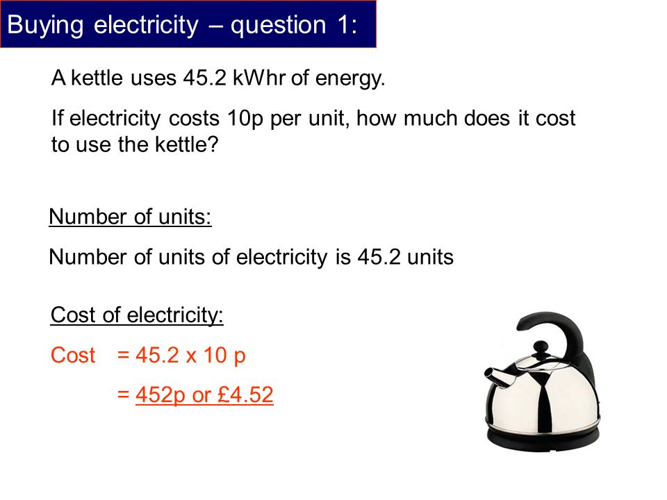 Buying electricity – question 1:
