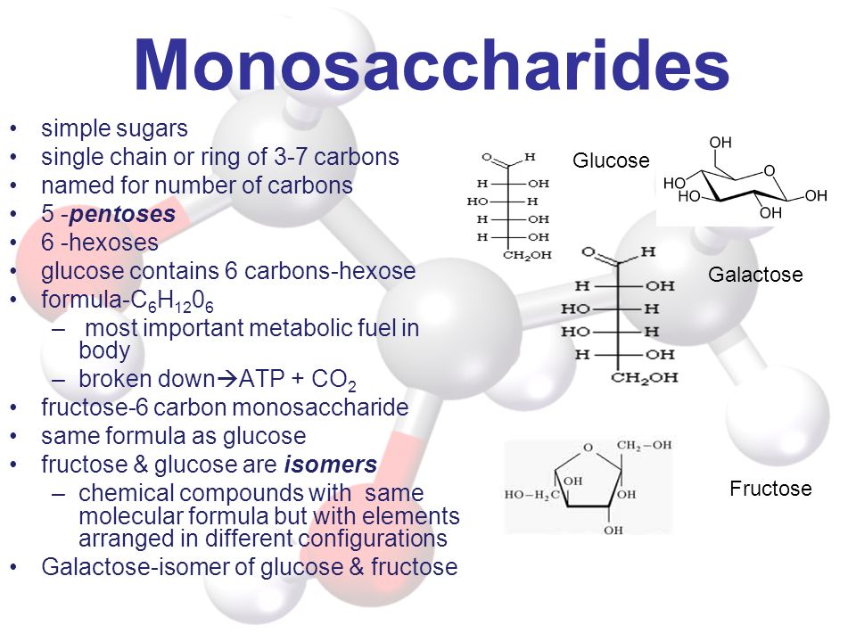 Monosaccharides simple sugars single chain or ring of 3-7 carbons