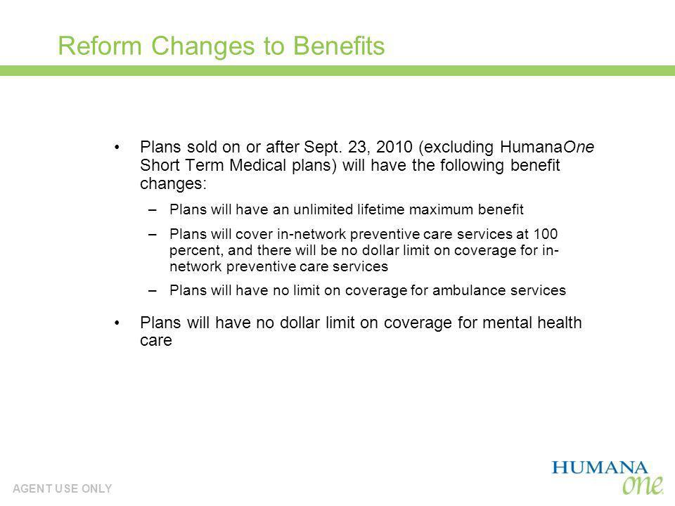 Reform Changes to Benefits