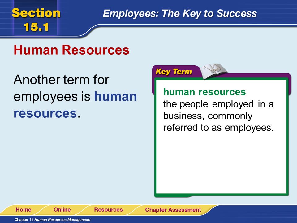 Another term for employees is human resources.