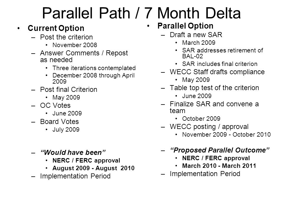 Parallel Path / 7 Month Delta